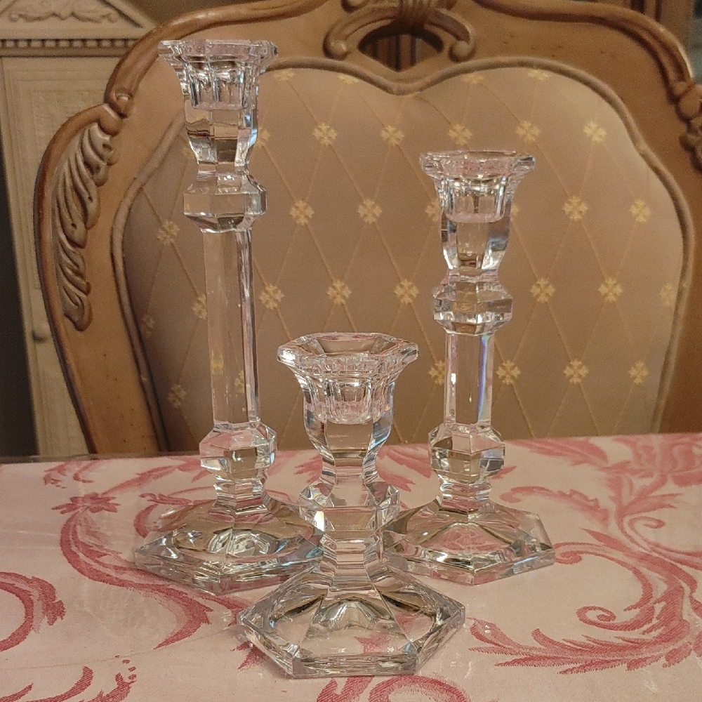 Clear Glass Candle Holders Accents Set 3
